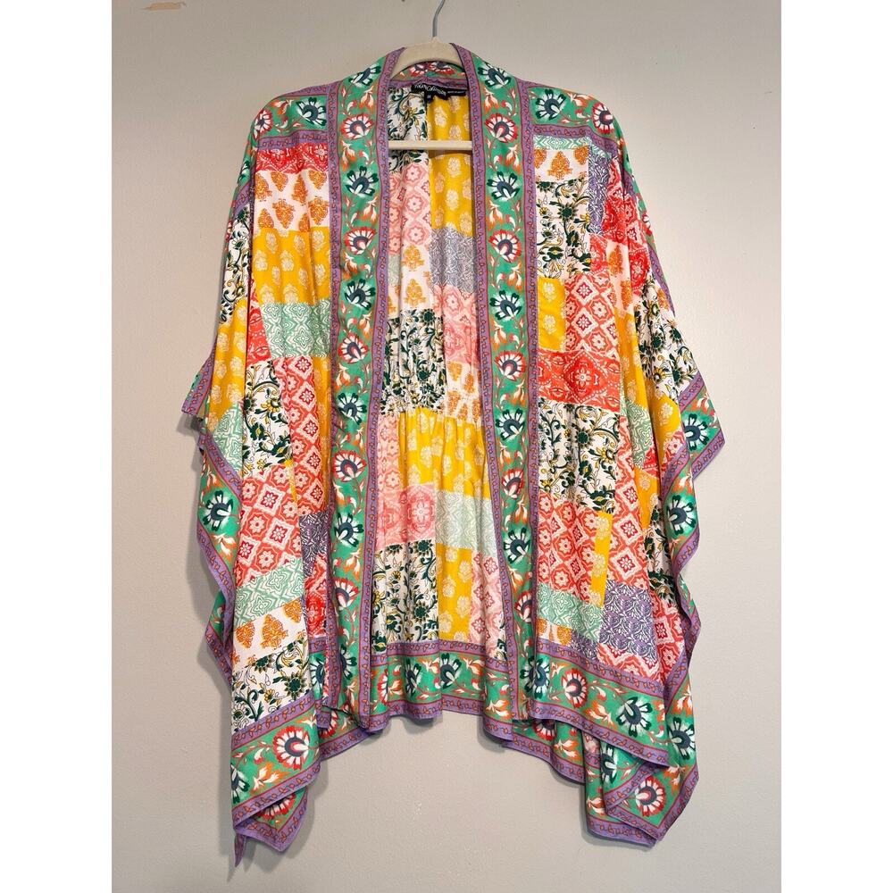 Tolani Collection Patchwork Print Kimono Cardigan Modal Spring Boho Size 1X